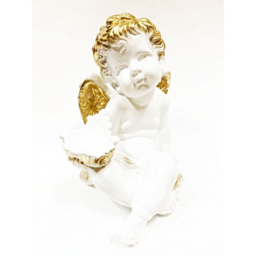 Статуэтка ангел с чашей сидит большой бело-золотой 30см. арт. кл-1161 - фото 1 - id-p170629044