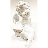 Статуэтка ангел с чашей сидит большой белый 30см арт. кл-1199