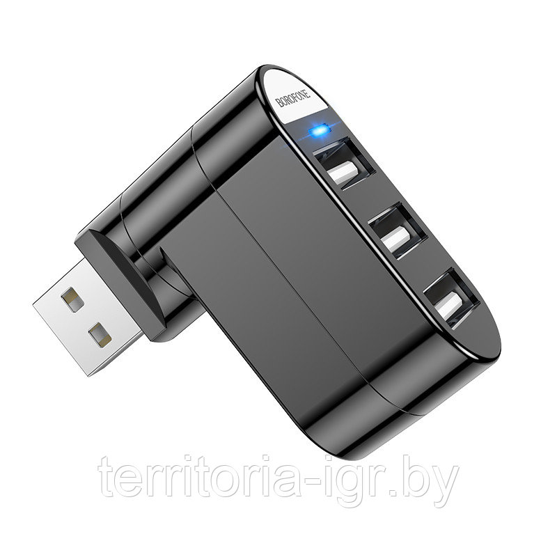 Адаптер DH3 Type-C на 3 USB черный Borofone - фото 4 - id-p170629897