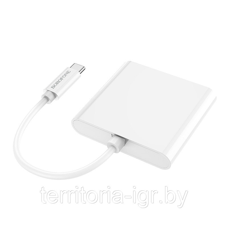 Адаптер DH4 Type-C на USB 3.0 + HDMI + PD белый Borofone - фото 2 - id-p170630519