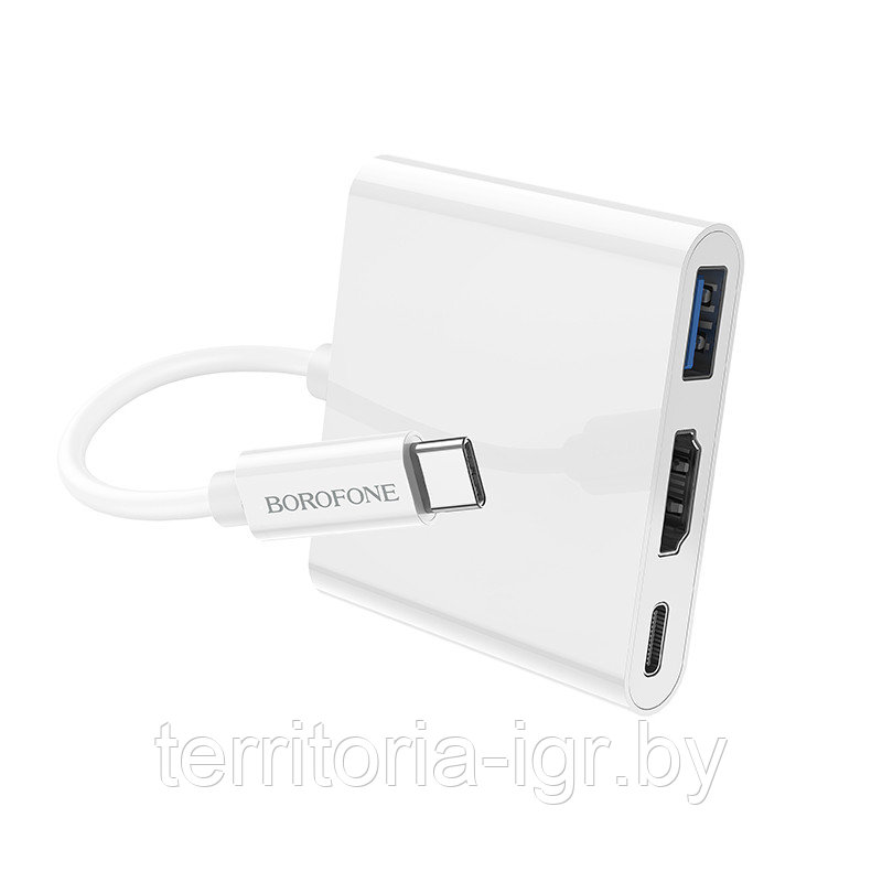 Адаптер DH4 Type-C на USB 3.0 + HDMI + PD белый Borofone - фото 5 - id-p170630519