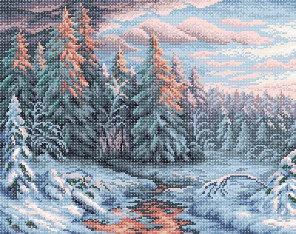 Набор Алмазной мозаики "Зимний закат"