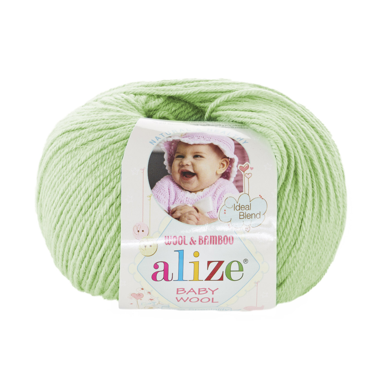 Пряжа Alize Baby Wool цвет 188 зелёная мята