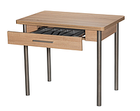 Стол кухонный М20 с ящиком для столовых приборов дуб сонома/опоры металлик