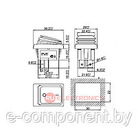 Клавишный переключатель RUICHI SB091, IP65, ON-OFF, 22x30 мм, фото 2