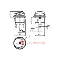 Клавишный переключатель RUICHI SB040-12V, IP65, ON-OFF, диаметр 20.2 мм, красный, фото 2