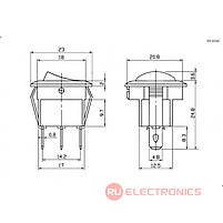 Клавишный переключатель RUICHI RS-103-8C, ON-OFF-ON, фото 2