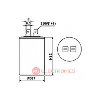 Пусковой конденсатор SAIFU CBB60, 6 мкФ, 450 В, фото 2