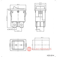 Клавишный переключатель RUICHI KCD1-201N-4-C3 R/4P, ON-OFF, фото 2