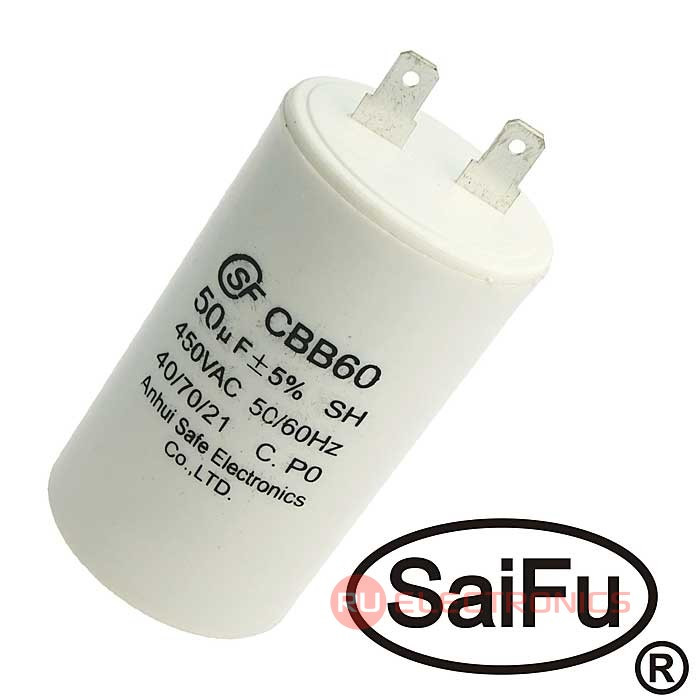 Пусковой конденсатор SAIFU CBB60, 50 мкФ, 450 В - фото 1 - id-p170648952