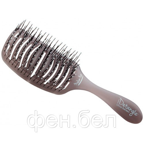 Щетка массажная для волос Olivia Garden iDetangle Medium Hair изогнутая темная - фото 1 - id-p91619730