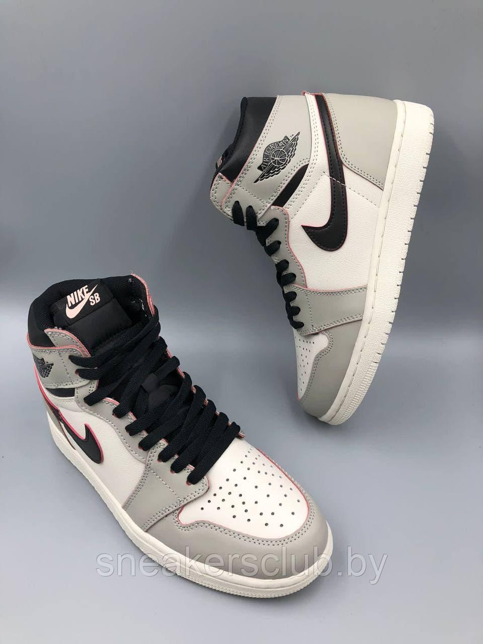 Кроссовки мужские серые демисезонные Nike Air Jordan 1/ высокие кроссовки/ повседневные