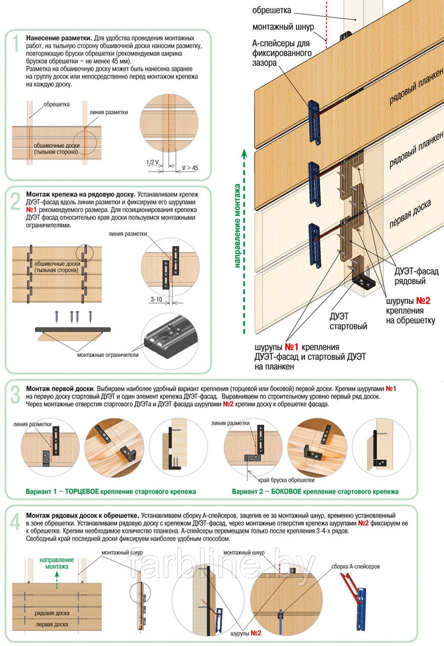 DUET FASADE - скрытый крепеж для прямого и скошенного планкена, имитации бруса и блок хауса - фото 3 - id-p19235559