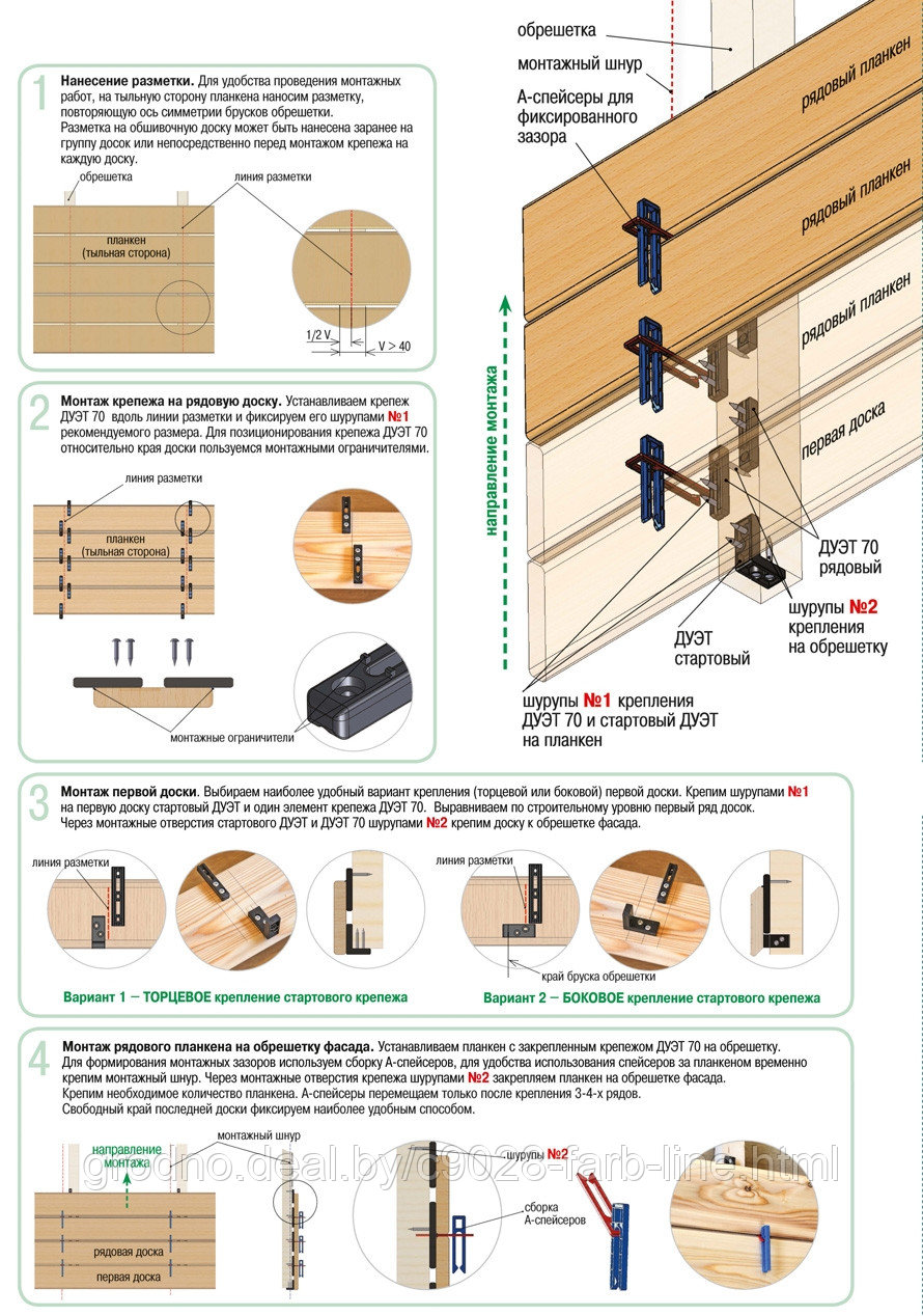 DUET 70 - скрытый крепеж для прямого и скошенного планкена, имитации бруса и блок хауса - фото 4 - id-p19247074