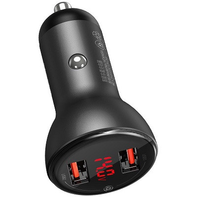 Автомобильное зарядное устройство Baseus CCBX-B0G Digital Display Car Charger 2 USB 45W - фото 3 - id-p170729424