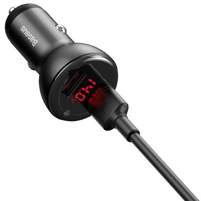 Автомобильное зарядное устройство Baseus CCBX-B0G Digital Display Car Charger 2 USB 45W - фото 4 - id-p170729424