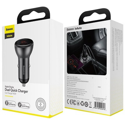 Автомобильное зарядное устройство Baseus CCBX-B0G Digital Display Car Charger 2 USB 45W - фото 6 - id-p170729424