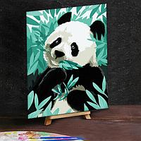Картина по номерам с дополнительными элементами "Панда в листьях", 30х40 см