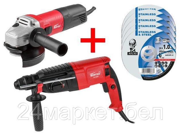 Одноручная углошлифмашина WORTEX AG 1210-1 в кор. + АКЦИЯ! -13% на комплект и оснастка в подарок! (-13% на, фото 2