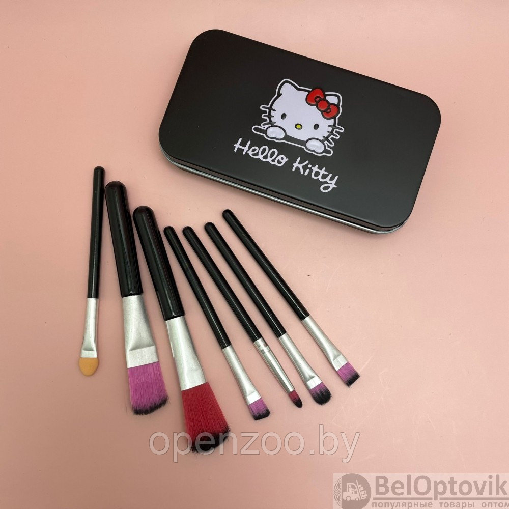 Набор кистей для макияжа 7 штук Hello Kitty Black - фото 2 - id-p170520511