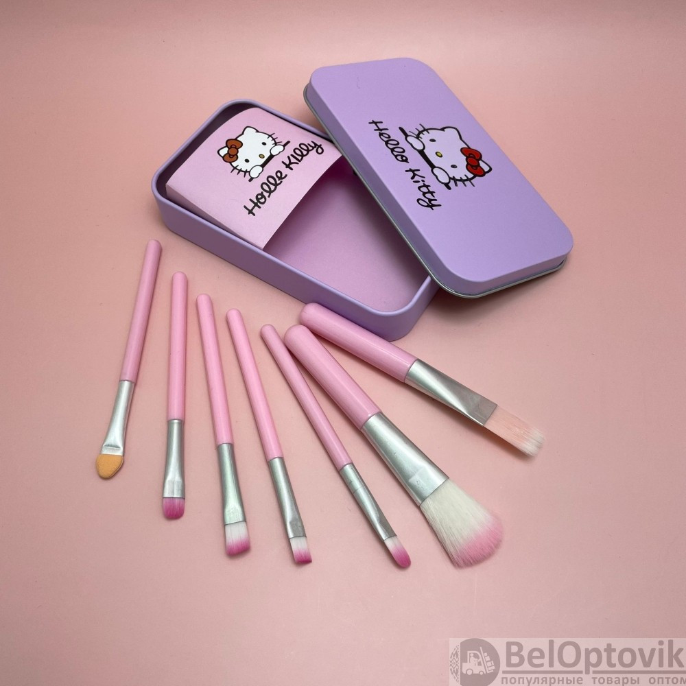 Набор кистей для макияжа 7 штук Hello Kitty Pink - фото 10 - id-p109390097