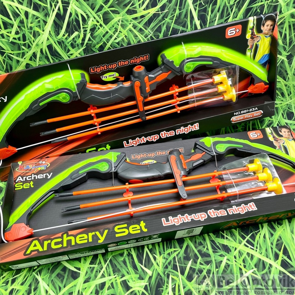 Игровой набор: Светящийся лук и стрелы на присосках Archery Set 881-23A, 6 Зеленый - фото 2 - id-p134236187