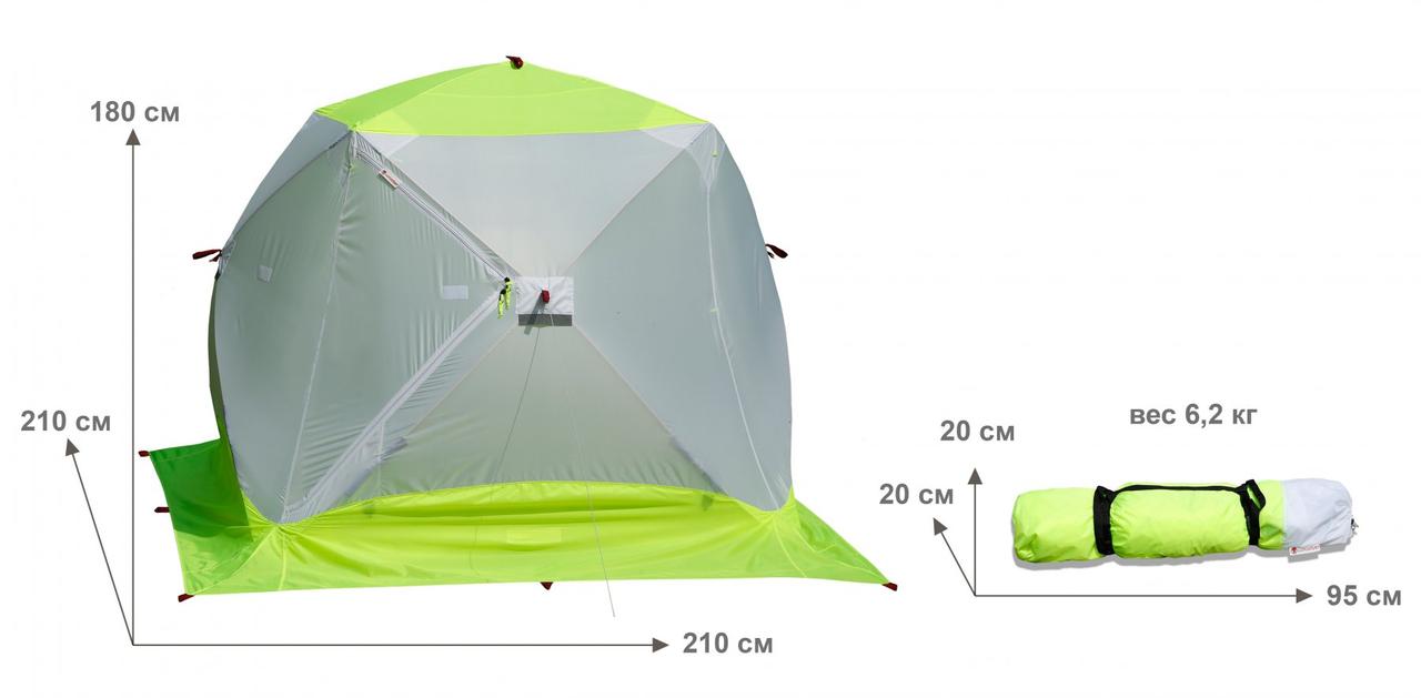 Зимняя палатка Лотос Куб 3 Классик ЭКО (Салатовый) - фото 2 - id-p170876816