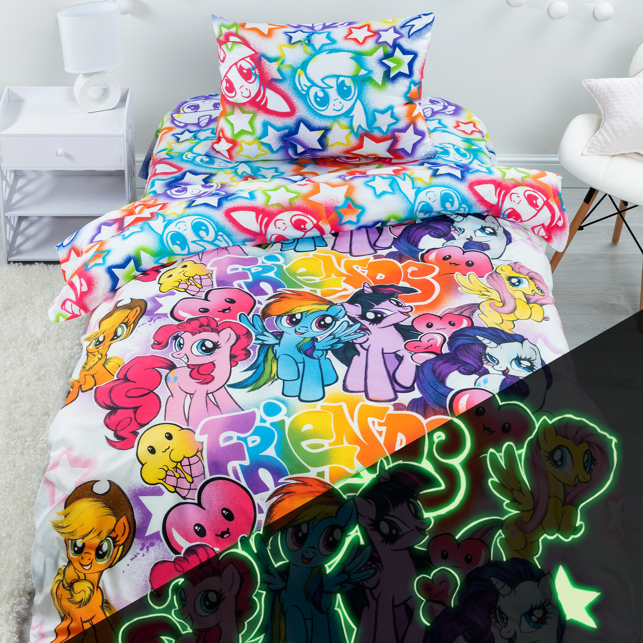Детское постельное белье «My Little Pony» Граффити Neon 512420 (1,5-спальный) Светится в темноте