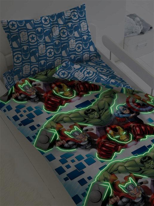 Детское постельное белье «Мстители» Герои Neon 666068 (1,5-спальный) Светится в темноте - фото 3 - id-p170901601