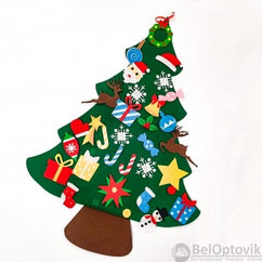 Елочка из фетра с новогодними игрушками липучками Merry Christmas, подвесная, 93 х 65 см Декор С
