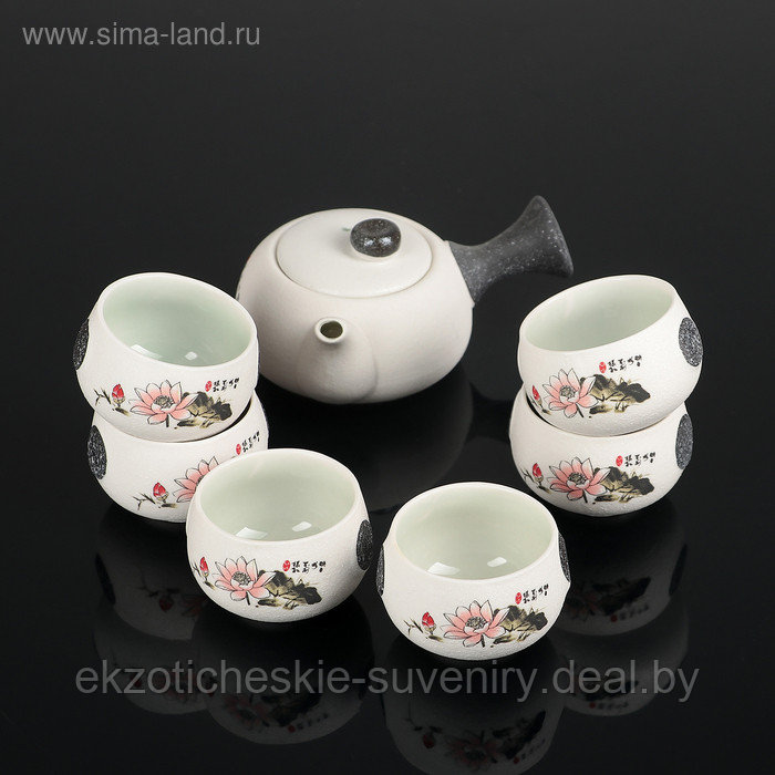 Набор для чайной церемонии «Нежный цветок», 7 предметов: чайник 180 мл, 6 чашек 70 мл - фото 1 - id-p170949743