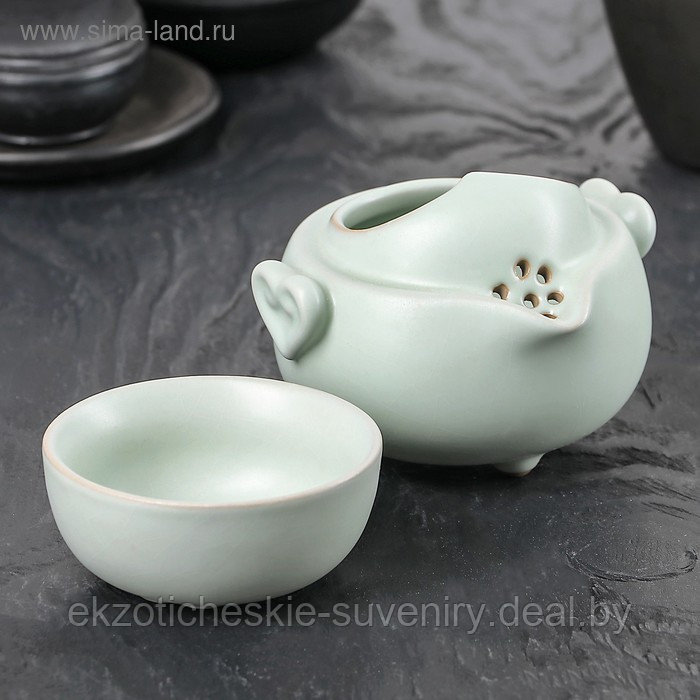 Набор для чайной церемонии «Тясицу», 2 предмета: чайник 10,5×10,5×9 см, чашка - фото 1 - id-p170955835