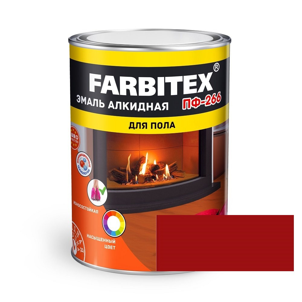 FARBITEX Эмаль алкидная ПФ-266 для пола Красно-коричневый 0,8кг - фото 1 - id-p170962079