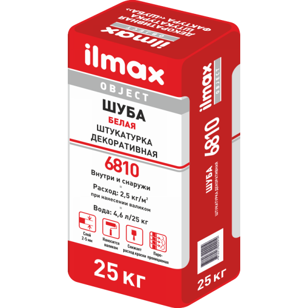 ILMAX 6810 Штукатурка Декоративная белая, фактура "ШУБА" Белая 25кг - фото 1 - id-p170962178