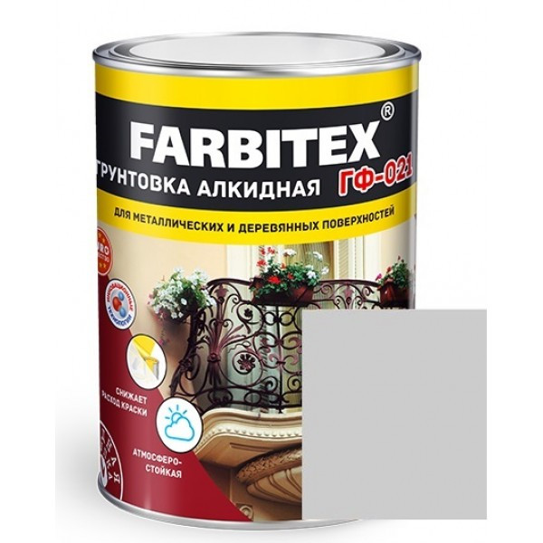 FARBITEX Грунтовка ГФ-021 Серый 0,8кг - фото 1 - id-p170962214