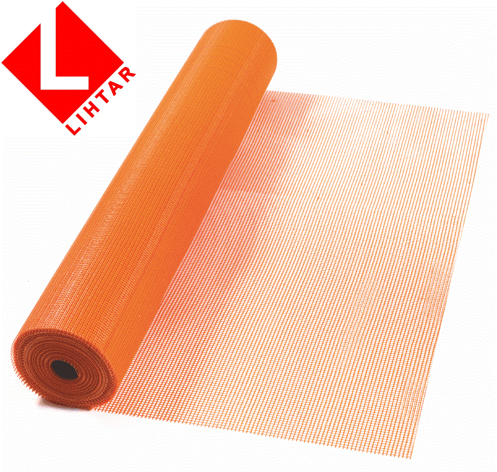 LIHTAR DIY Сетка штукатурная армировочная 125гр/м² ячейка 5*5мм (оранжевая) для облицовки, рулон 1*50м