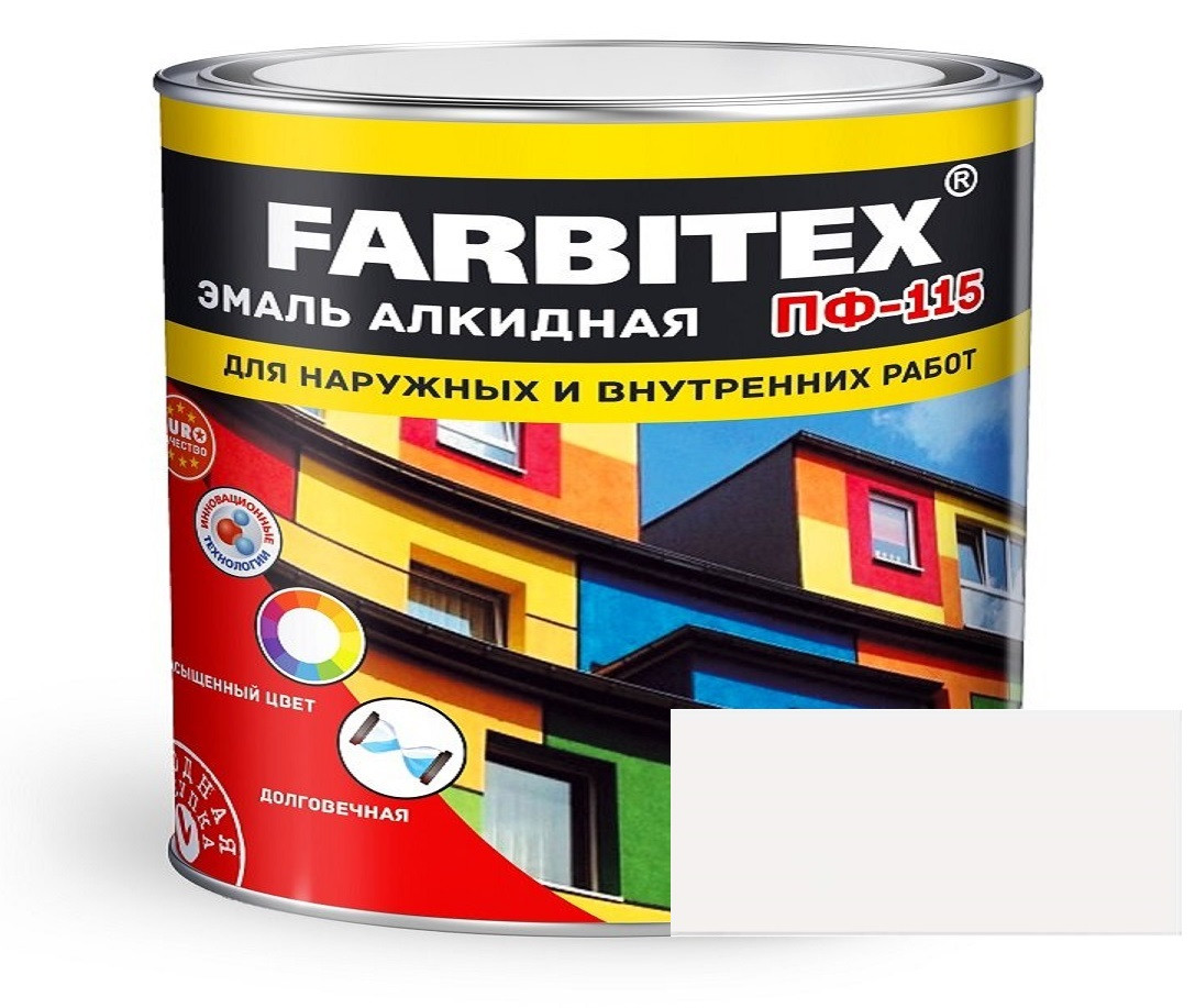 FARBITEX Эмаль алкидная ПФ-115 Белый 1,8кг - фото 1 - id-p170964402