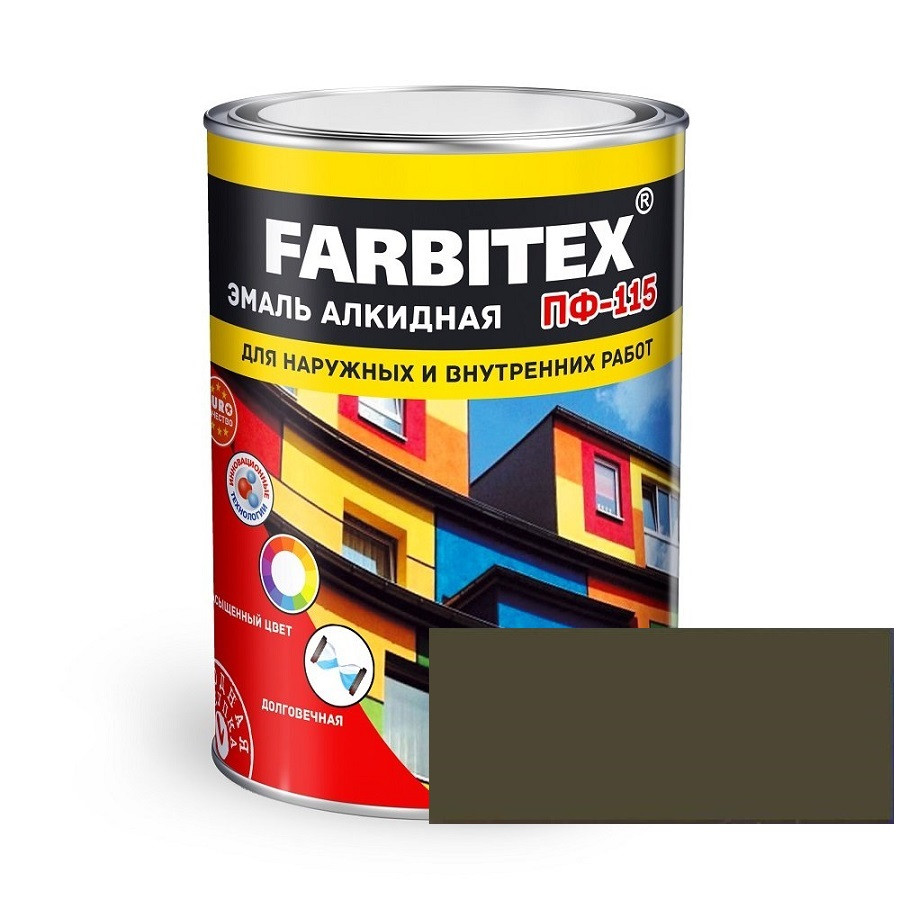 FARBITEX Эмаль алкидная ПФ-115 Хаки 0,8кг - фото 1 - id-p170964419