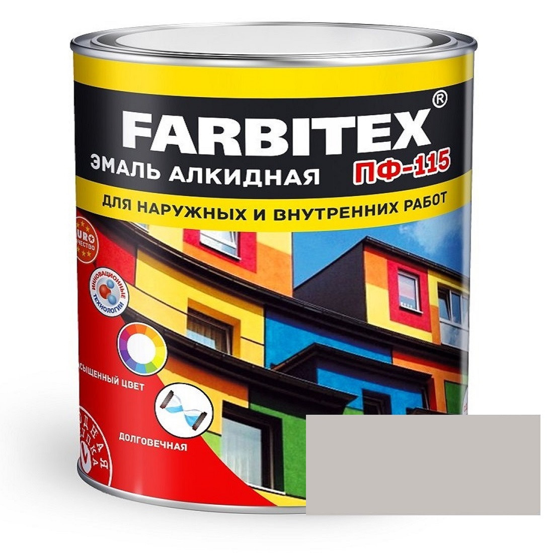 FARBITEX Эмаль алкидная ПФ-115 Светло-серый 5кг - фото 1 - id-p170964451