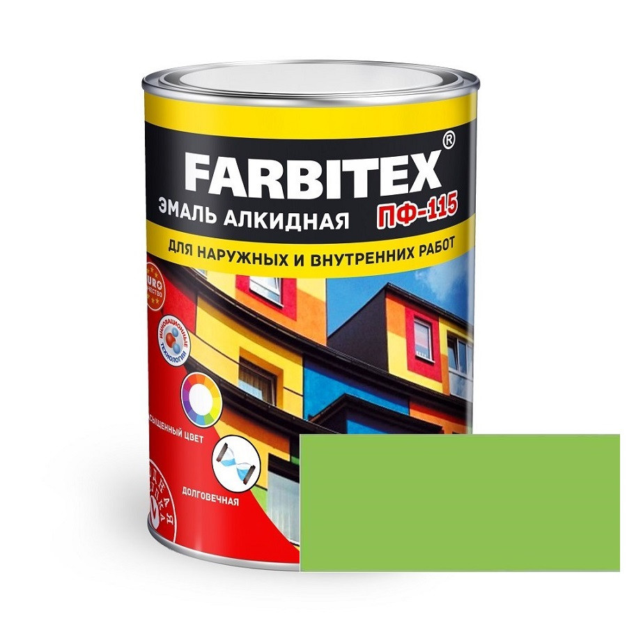 FARBITEX Эмаль алкидная ПФ-115 Лайм 0,8кг - фото 1 - id-p170964481