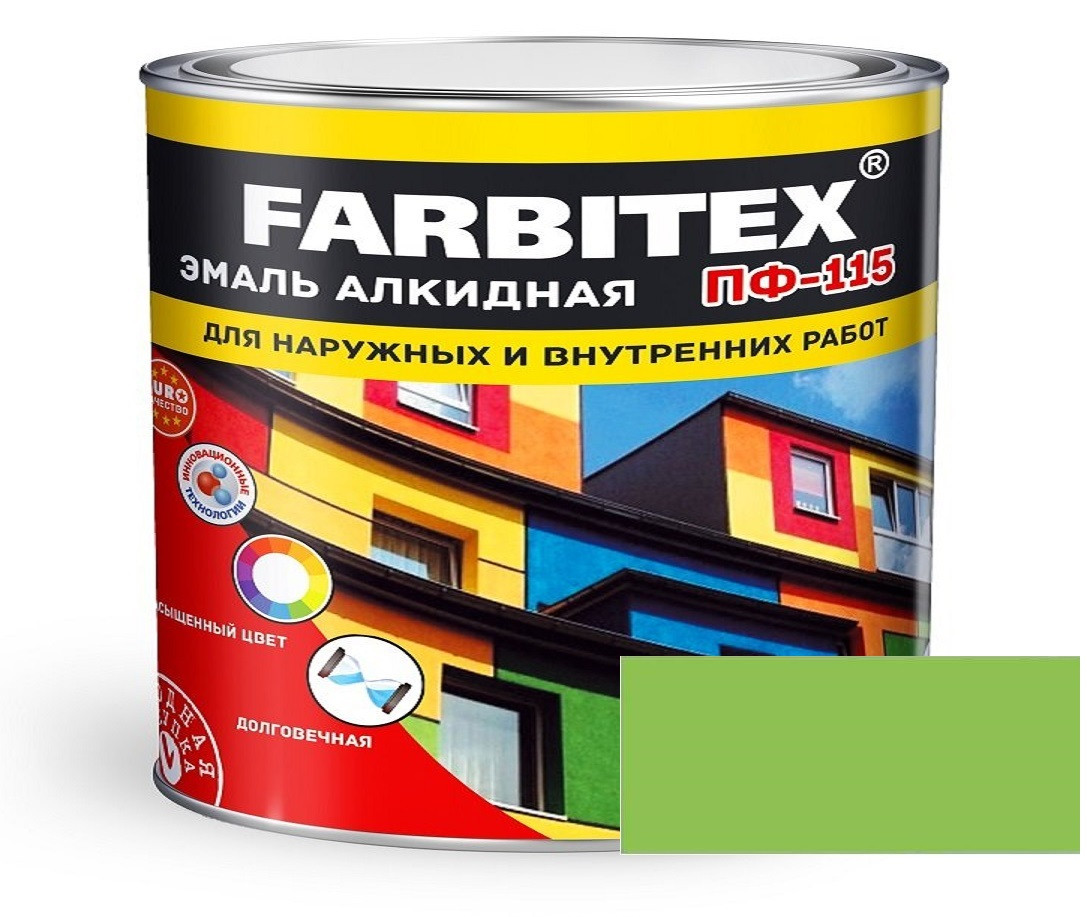 FARBITEX Эмаль алкидная ПФ-115 Лайм 1,8кг - фото 1 - id-p170964488