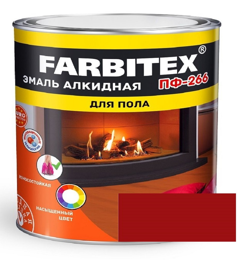 FARBITEX Эмаль алкидная ПФ-266 для пола Красно-коричневый 1,8кг - фото 1 - id-p170964598