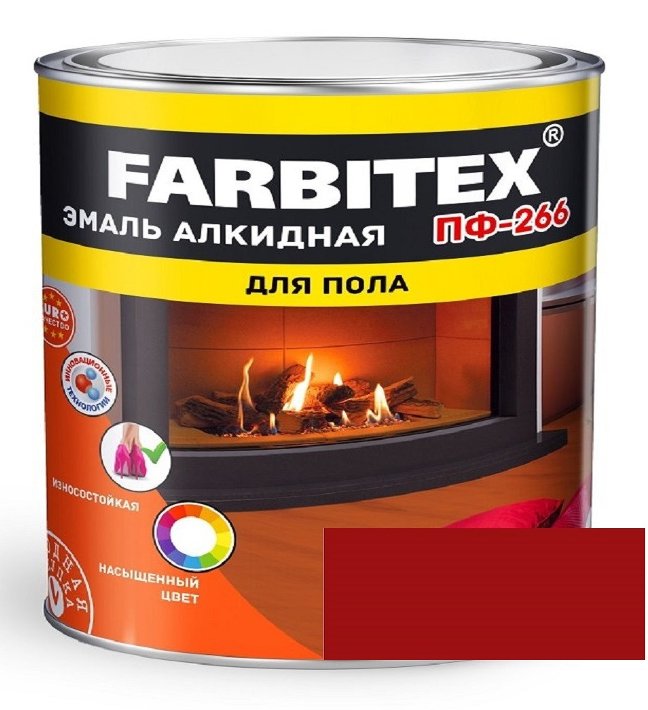 FARBITEX Эмаль алкидная ПФ-266 для пола Красно-коричневый 2,7кг - фото 1 - id-p170964600