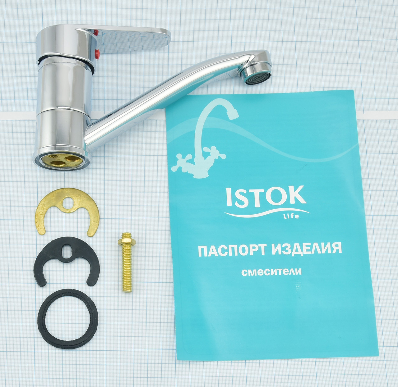 Смеситель Istok life 0402.718 однорычажный для умывальника с изливом 150 мм - фото 7 - id-p164126950