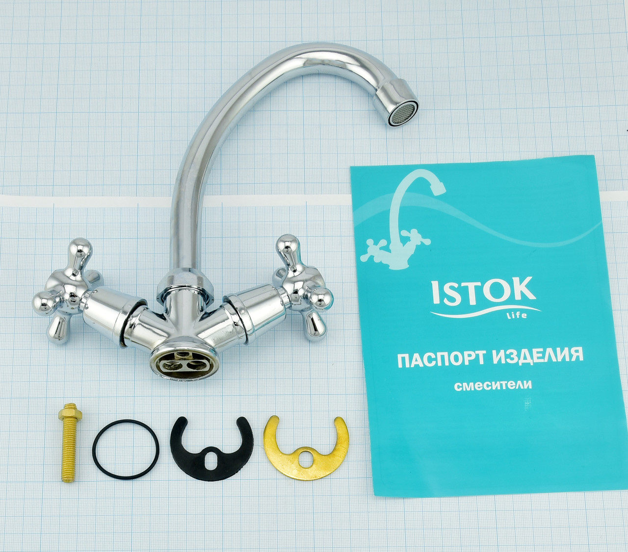 Смеситель Istok life 0402.712 двухвентильный для кухни с изливом 140 мм - фото 7 - id-p164963570