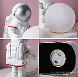 Светильник ночник Астронавт с луной Белое свечение, фото 10