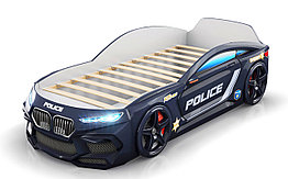 Кровать-машинка Romeo Полиция Черный + Подсветка + экоматрас (Romack)