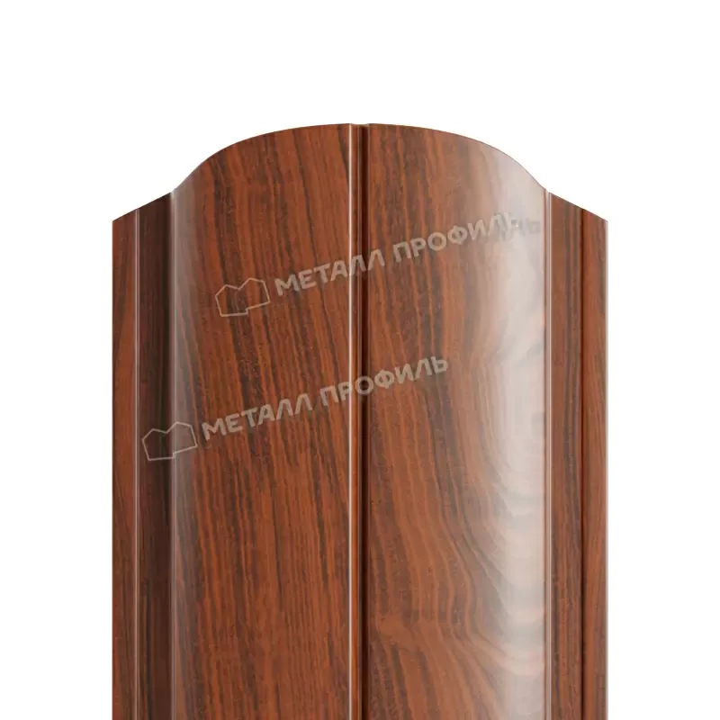 Металл Профиль Штакетник металлический МП ELLIPSE-O 19х126 (ECOSTEEL-01-МореныйДуб-0.5)