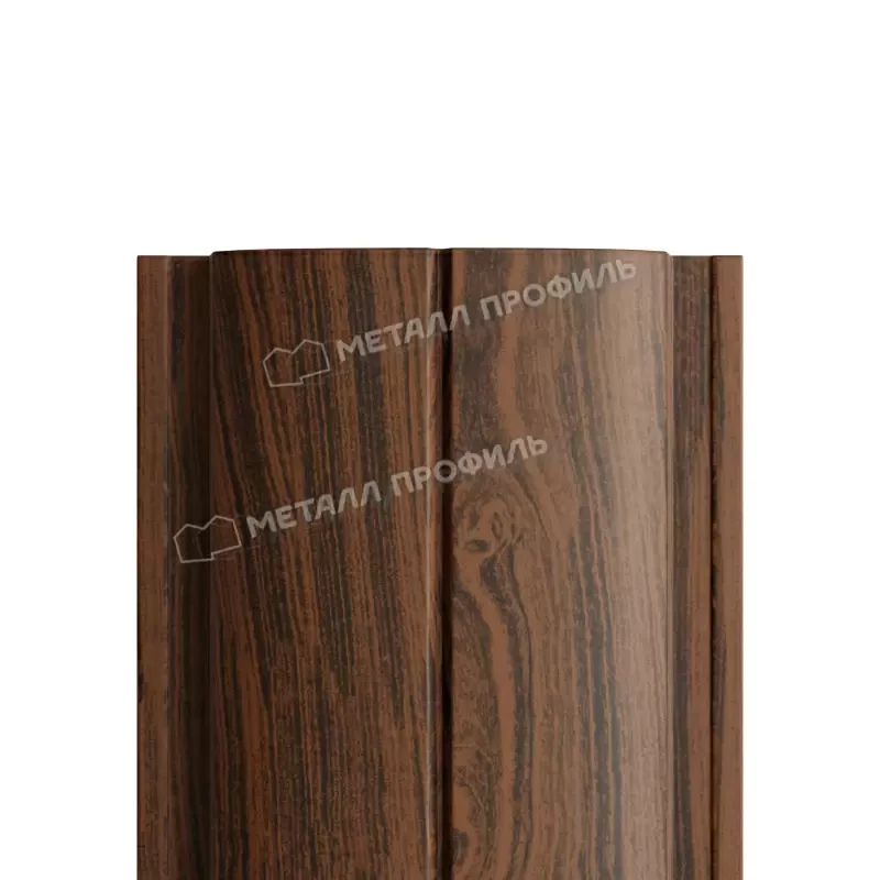 Металл Профиль Штакетник металлический МП ELLIPSE-T 19х126 (ECOSTEEL_MA-01-МореныйДуб-0.5)