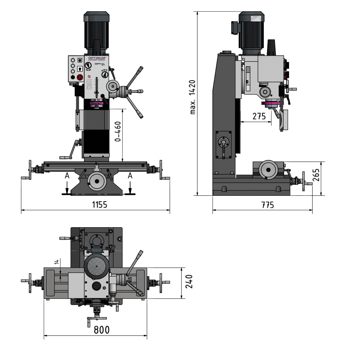 Сверлильно-фрезерный станок OPTImill MB 4 / 380В - фото 6 - id-p3062864